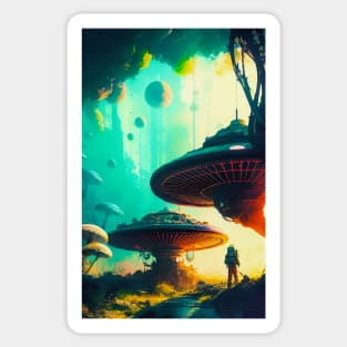 Abstract Another World Mushroom Citadel Sticker